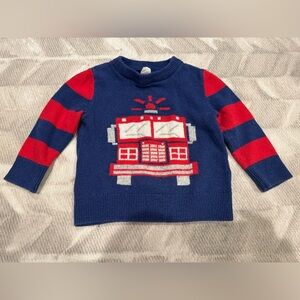 Gap Baby Fire Truck Sweater in Blue and Red